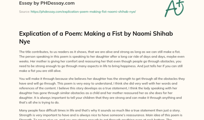 Nye shihab naomi fist making poetry analysis local life