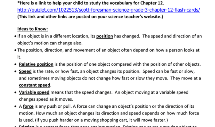 Chapter 12 forces and motion wordwise