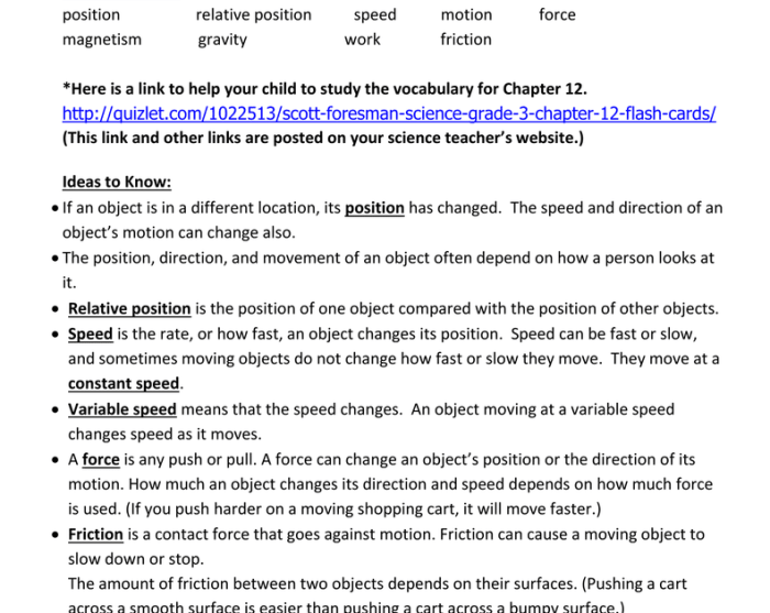 Chapter 12 forces and motion wordwise