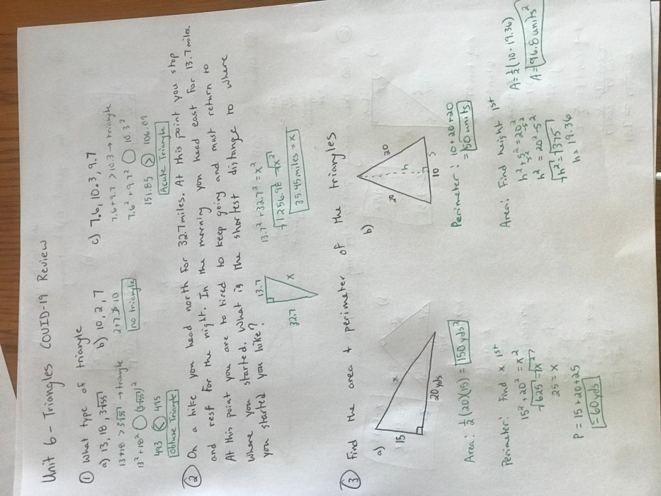 Unit 1 geometry test answer key