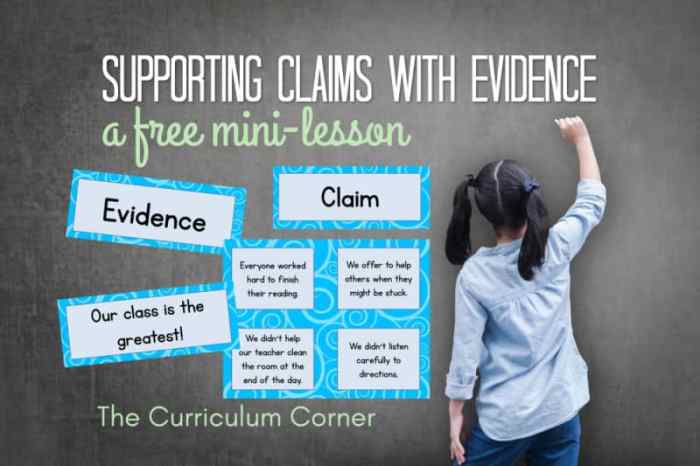 Claims and evidence - writing quiz