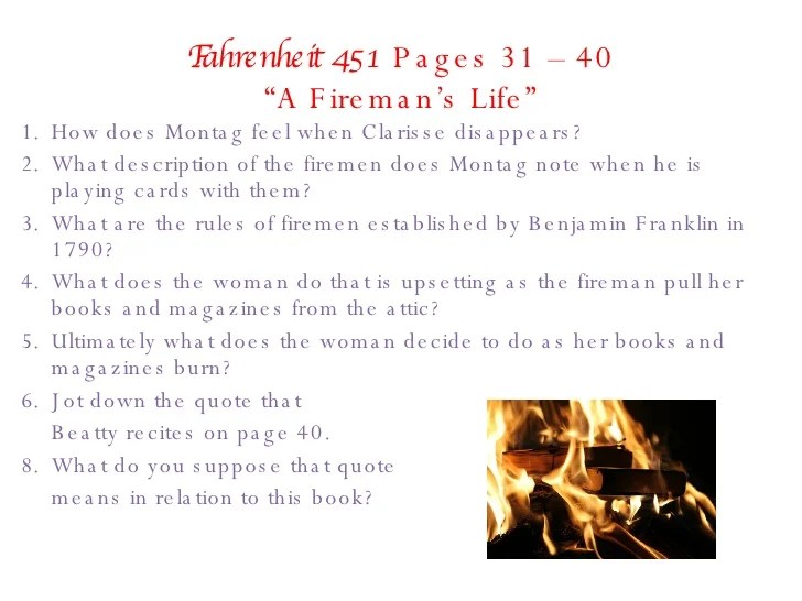 Questions for fahrenheit 451 part 1