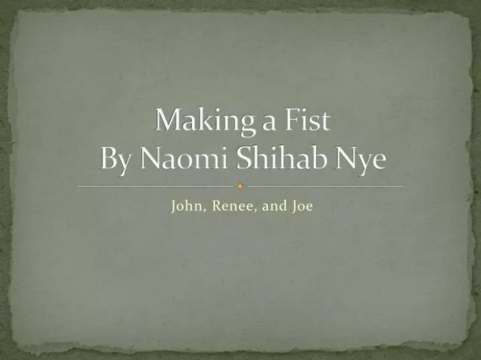 Making a fist by naomi shihab nye