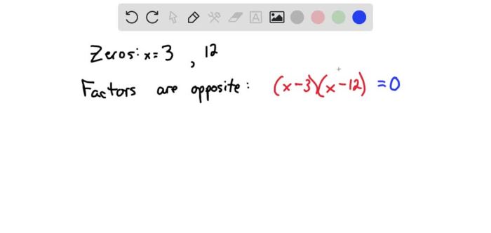 Write a quadratic function whose zeros are and